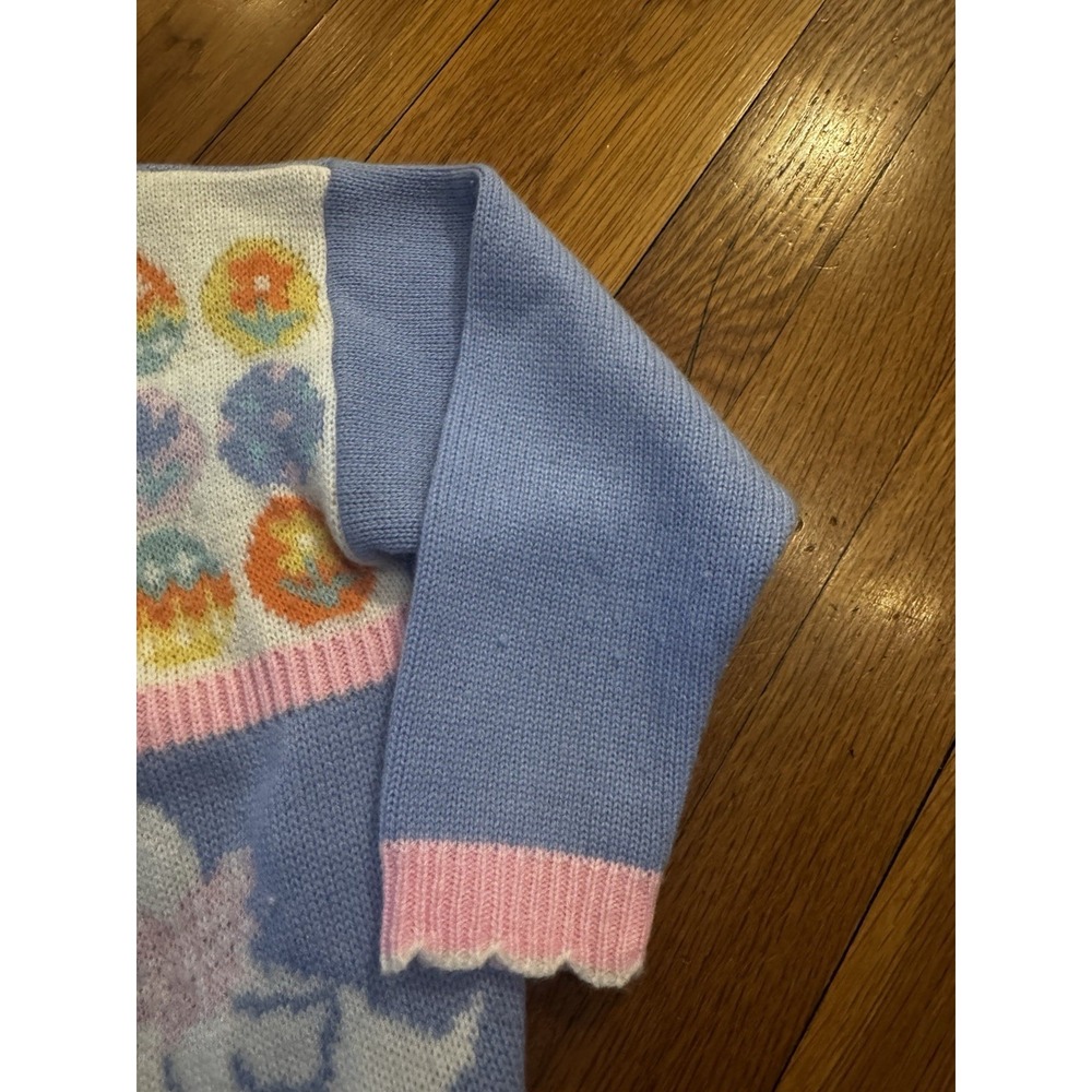 Vintage Girls Avon Style Patchwork Easter Cardigan Bunny Duck Eggs Sz 4/5 Pastel - Picture 6 of 13